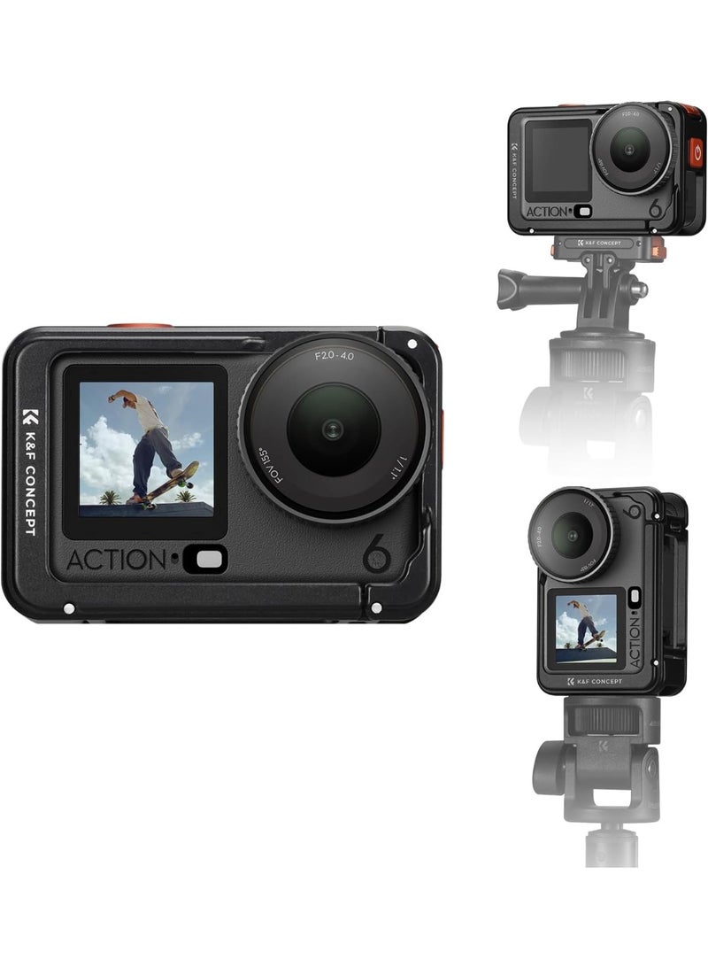 K&F Concept Aluminum Alloy Camera Cage Compatible with DJI Osmo Action 6 Camera Accessories, Protective Cage Expansion Frame Case with Cold Shoe Mount | 1/4" Screw Adapter for Tripod, Selfie Stick - Image 1